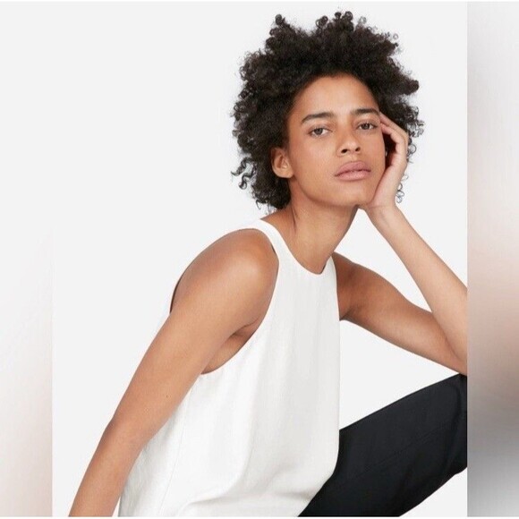 Everlane Top Womens 12 White High-Neck Summer Minimalist Comfortable Chic Tank - Picture 2 of 15